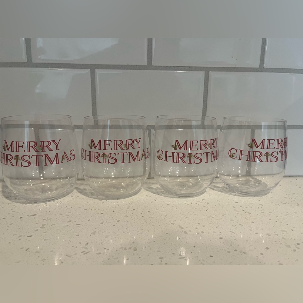 Threshold Merry Christmas Stemless Wine Glasses - Set of 4